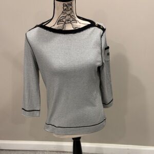Ralph Lauren Black and White Striped Top NWT